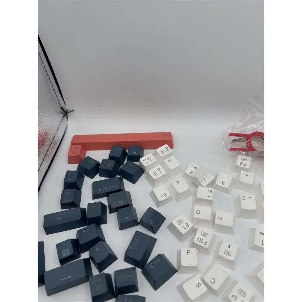 Set de Keycaps PBT Double-shot – Estilo Retro Blanco, Gris y Coral (Perfil CSA).